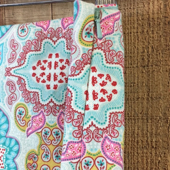 Talbots Pencil Skirt Womens 6 Blue Pink Medallion Paisley Print - Picture 3 of 12